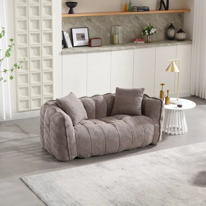 Modern 65.1 Chenille Tufted Loveseat Accent Chair with High-Resilience Foam
