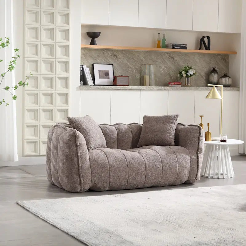 Modern 65.1 Chenille Tufted Loveseat Accent Chair with High-Resilience Foam