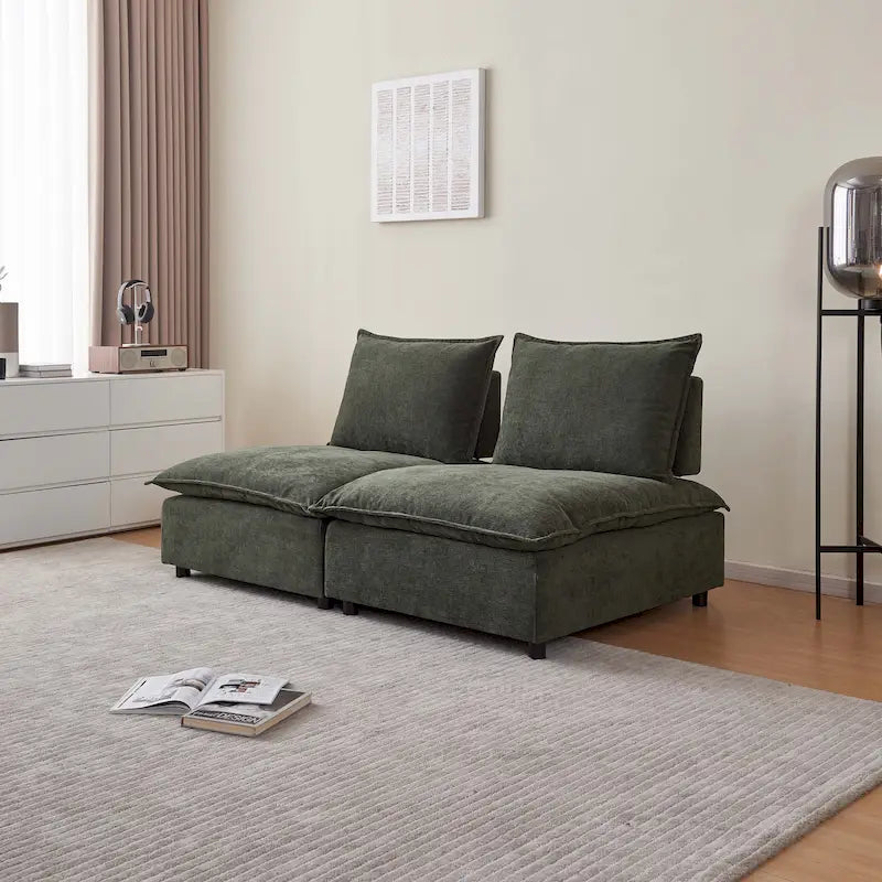 Chenille Upholstered Armless Modular Sectional Sofa, Free Combination