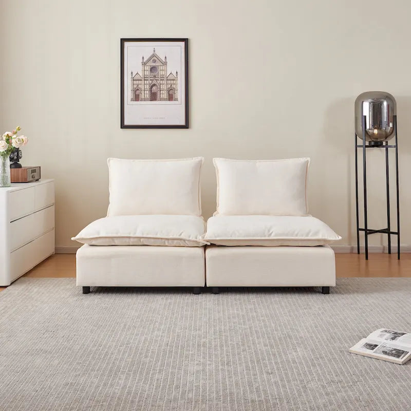 Chenille Upholstered Armless Modular Sectional Sofa, Free Combination
