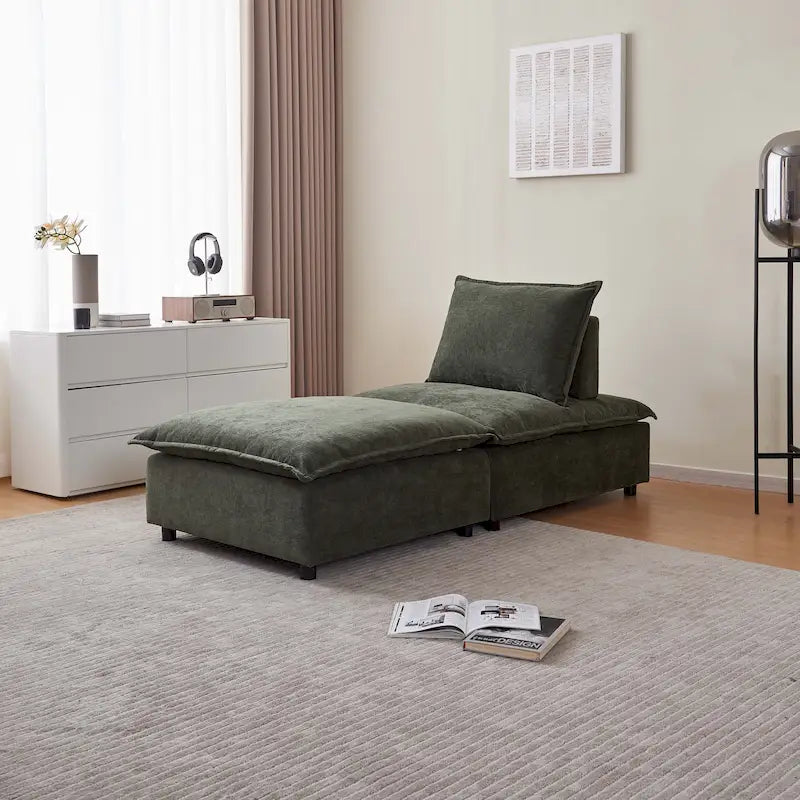 Chenille Upholstered Armless Modular Sectional Sofa, Free Combination