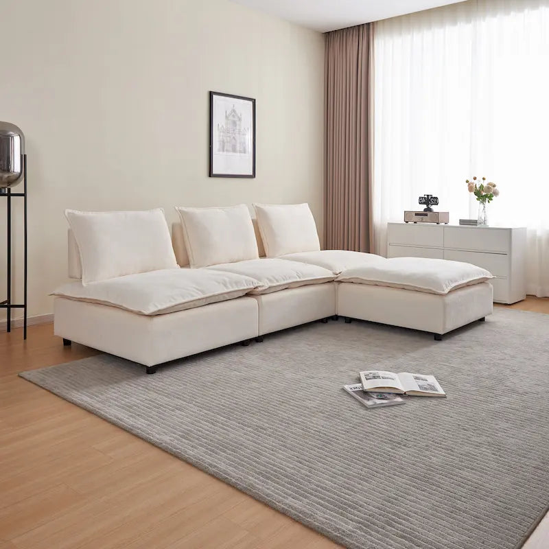 Chenille Upholstered Armless Modular Sectional Sofa, Free Combination