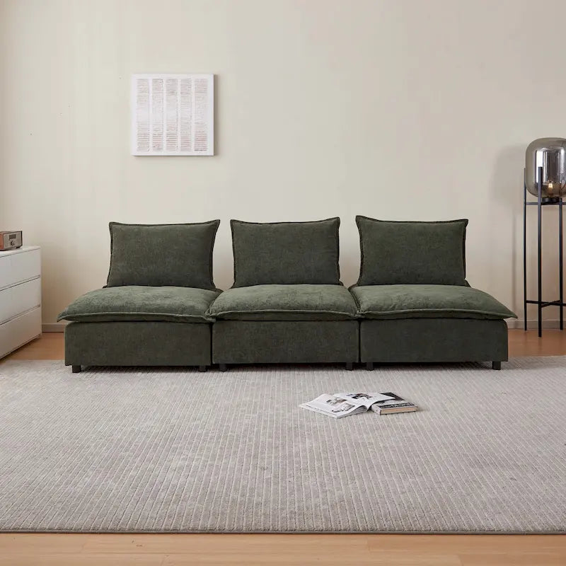 Chenille Upholstered Armless Modular Sectional Sofa, Free Combination