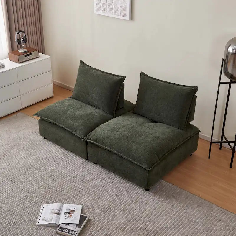 Chenille Upholstered Armless Modular Sectional Sofa, Free Combination