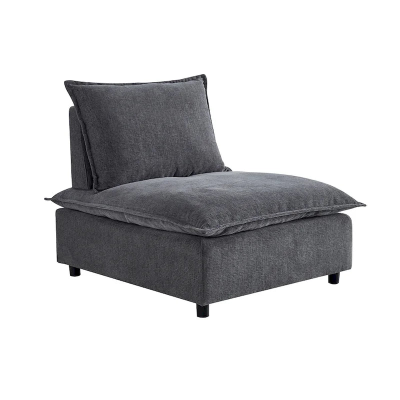 Chenille Upholstered Armless Modular Sectional Sofa, Free Combination