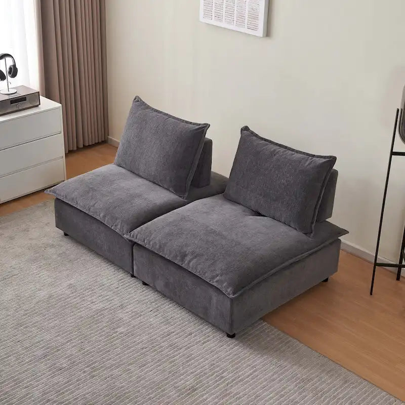 Chenille Upholstered Armless Modular Sectional Sofa, Free Combination