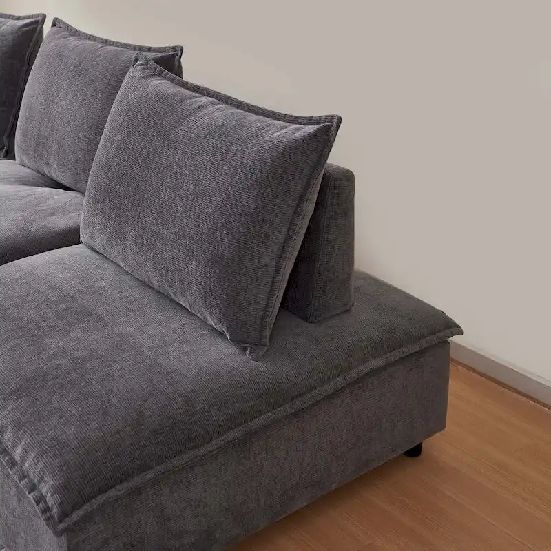 Chenille Upholstered Armless Modular Sectional Sofa, Free Combination