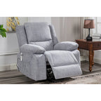 Light Grey Velvet Power Lift Recliner Chair with Massage Points, Lumbar Heating, and Storage Pocket