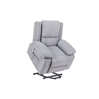 Light Grey Velvet Power Lift Recliner Chair with Massage Points, Lumbar Heating, and Storage Pocket