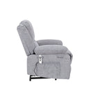 Light Grey Velvet Power Lift Recliner Chair with Massage Points, Lumbar Heating, and Storage Pocket
