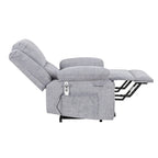 Light Grey Velvet Power Lift Recliner Chair with Massage Points, Lumbar Heating, and Storage Pocket