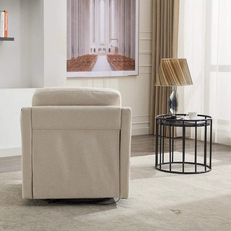 Cream White Modern 30.3 Accent Chair with USB