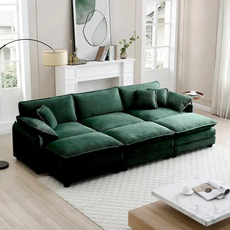 Canapé modulaire sans accoudoirs en velours côtelé personnalisable