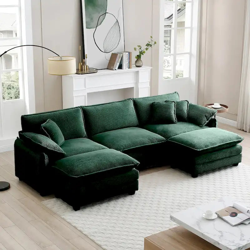 Canapé modulaire sans accoudoirs en velours côtelé personnalisable