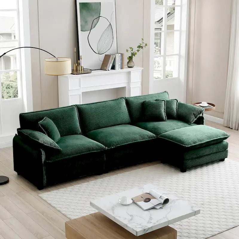 Canapé modulaire sans accoudoirs en velours côtelé personnalisable