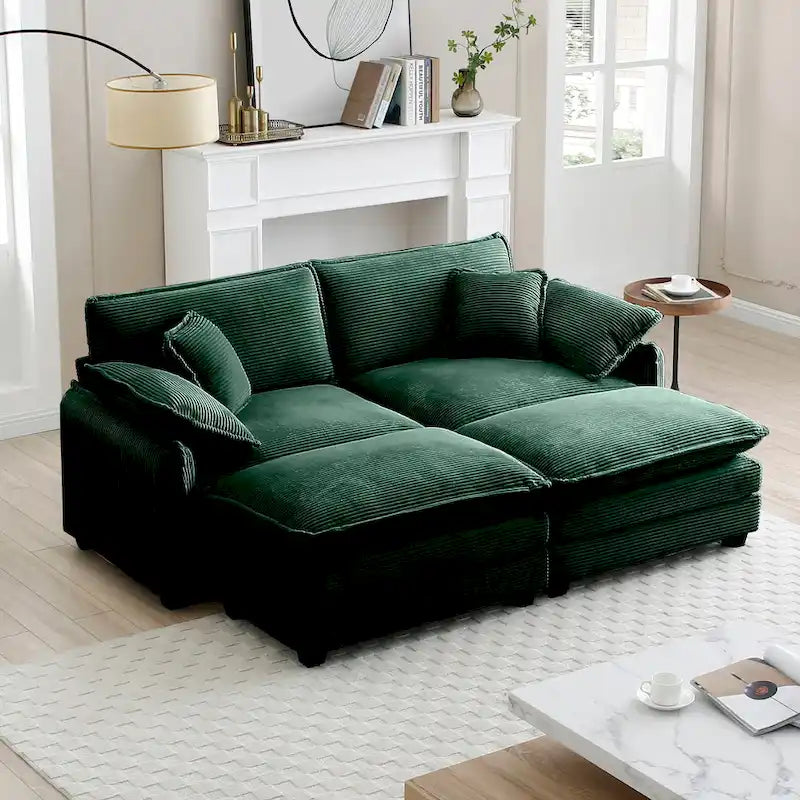Canapé modulaire sans accoudoirs en velours côtelé personnalisable