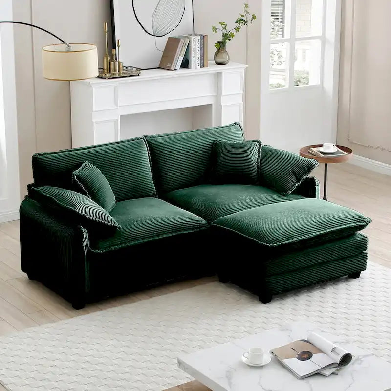 Canapé modulaire sans accoudoirs en velours côtelé personnalisable