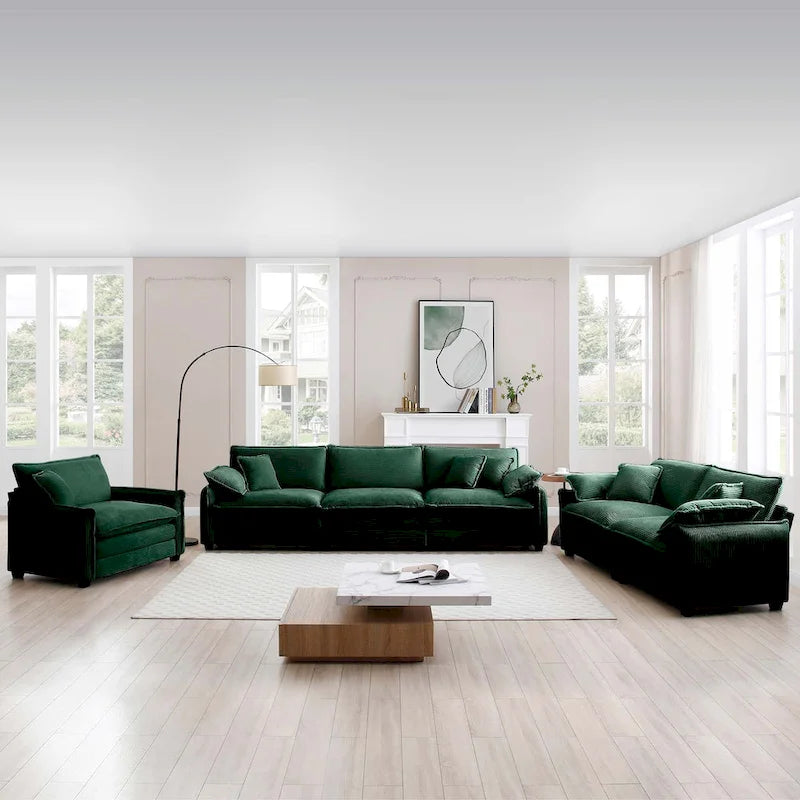 Canapé modulaire sans accoudoirs en velours côtelé personnalisable