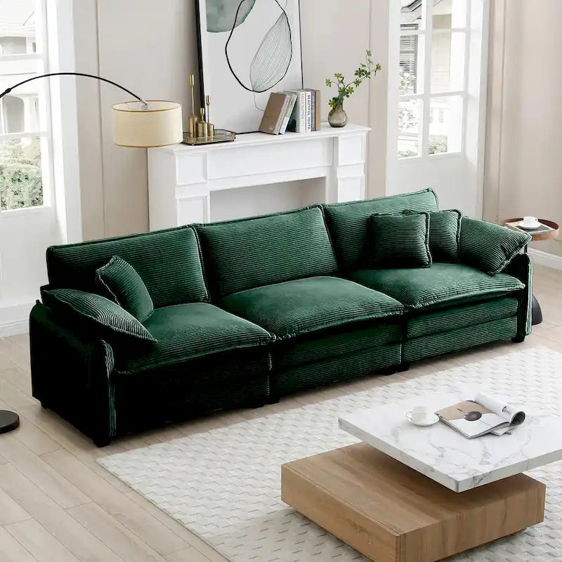 Canapé modulaire sans accoudoirs en velours côtelé personnalisable