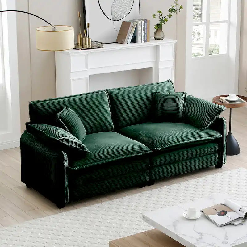 Canapé modulaire sans accoudoirs en velours côtelé personnalisable