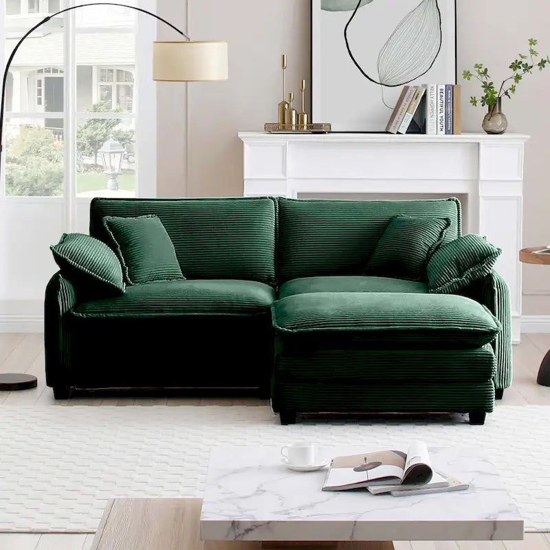Canapé modulaire sans accoudoirs en velours côtelé personnalisable