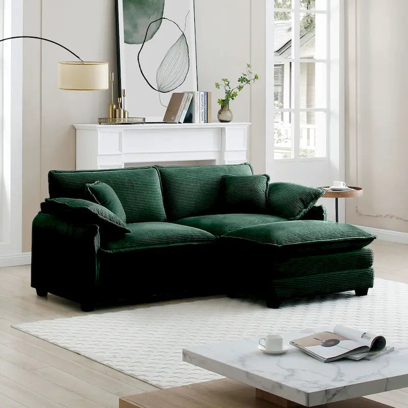 Canapé modulaire sans accoudoirs en velours côtelé personnalisable