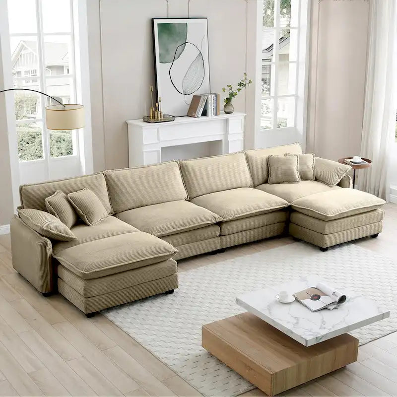 Canapé modulaire sans accoudoirs en velours côtelé personnalisable