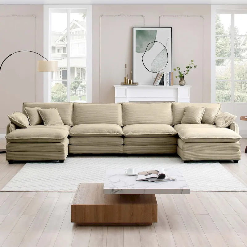 Canapé modulaire sans accoudoirs en velours côtelé personnalisable