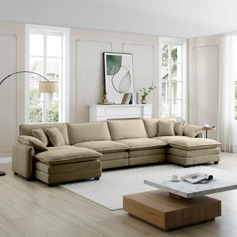 Canapé modulaire sans accoudoirs en velours côtelé personnalisable