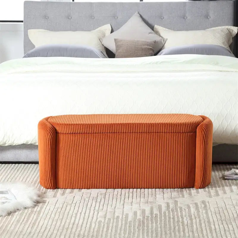 Storage Ottoman,Bedroom End Bench,Upholstered Fabric Storage Ottoman