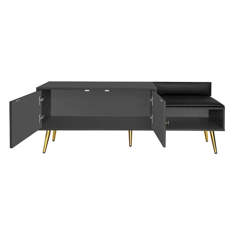 Modern Shoe Storage Bench with Hidden Storage and Upholstered Cushions