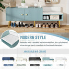 Modern Shoe Storage Bench with Hidden Storage and Upholstered Cushions