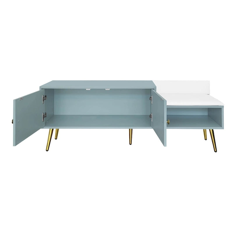 Modern Shoe Storage Bench with Hidden Storage and Upholstered Cushions