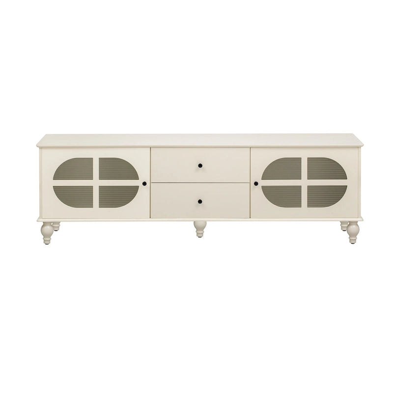 68.9 Modern TV Stand for TVs up to 75 Inches, Entertainment Center with Fluted Glass Doors for Living Room