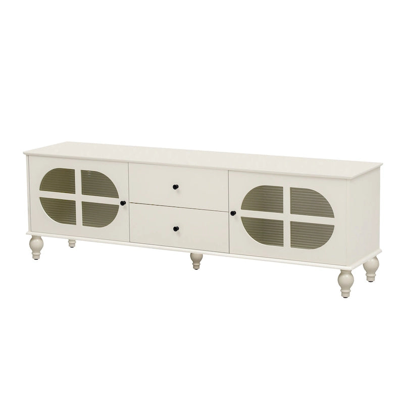 68.9 Modern TV Stand for TVs up to 75 Inches, Entertainment Center with Fluted Glass Doors for Living Room