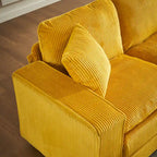 Yellow 118.1 Luxurious U-Shaped 6-Seat Sectional Sofa with Ottoman and 3 Throw Pillows in Durable Corduroy