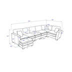 Yellow 118.1 Luxurious U-Shaped 6-Seat Sectional Sofa with Ottoman and 3 Throw Pillows in Durable Corduroy