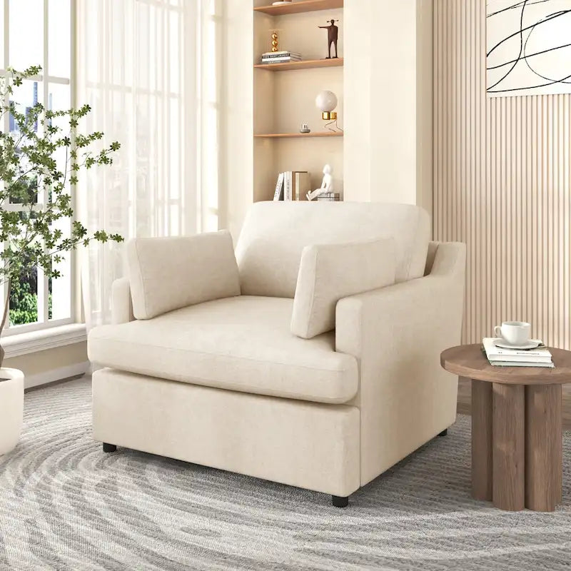 Mirod Oversized Accent Chair - Comfortable Armrest Cushions, Versatile Neutral Style, Elegant Design, Durable Frame