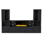 TV Stand with 34.2 Non-heating Electric Fireplace,Entertainment Center with LED Light,Tempered Glass Shelves for TVs up to 75