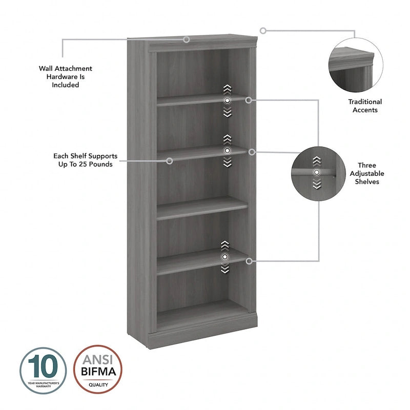 Saratoga L Shaped Computer Desk and Bookcase Set by Bush Furniture