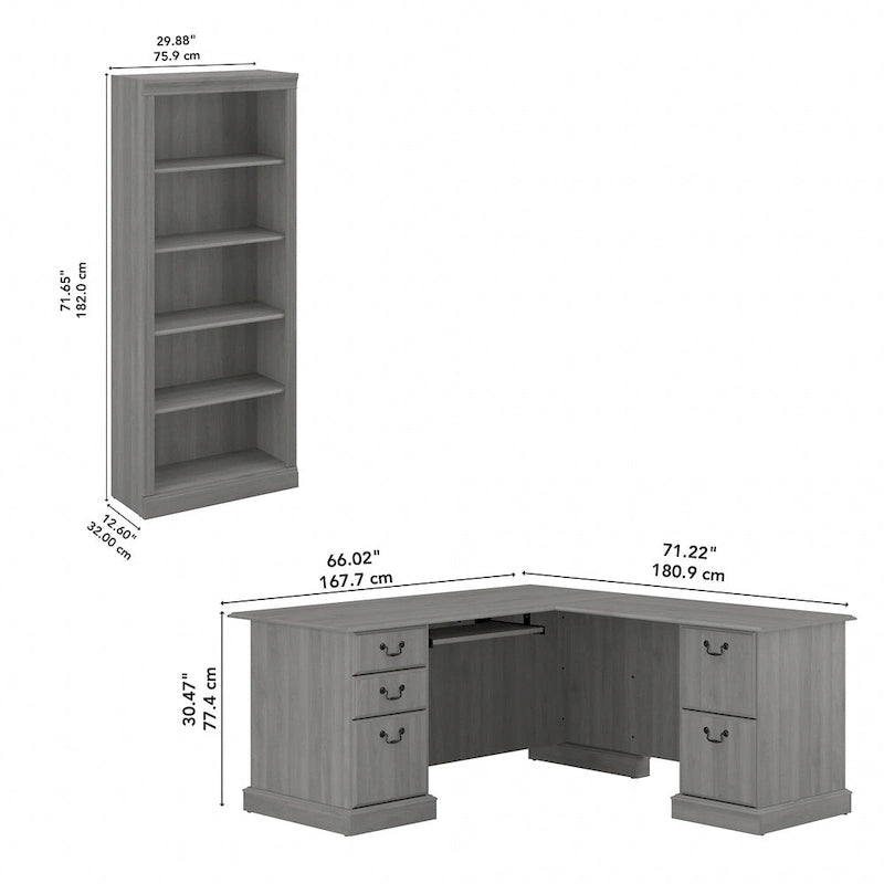Saratoga L Shaped Computer Desk and Bookcase Set by Bush Furniture