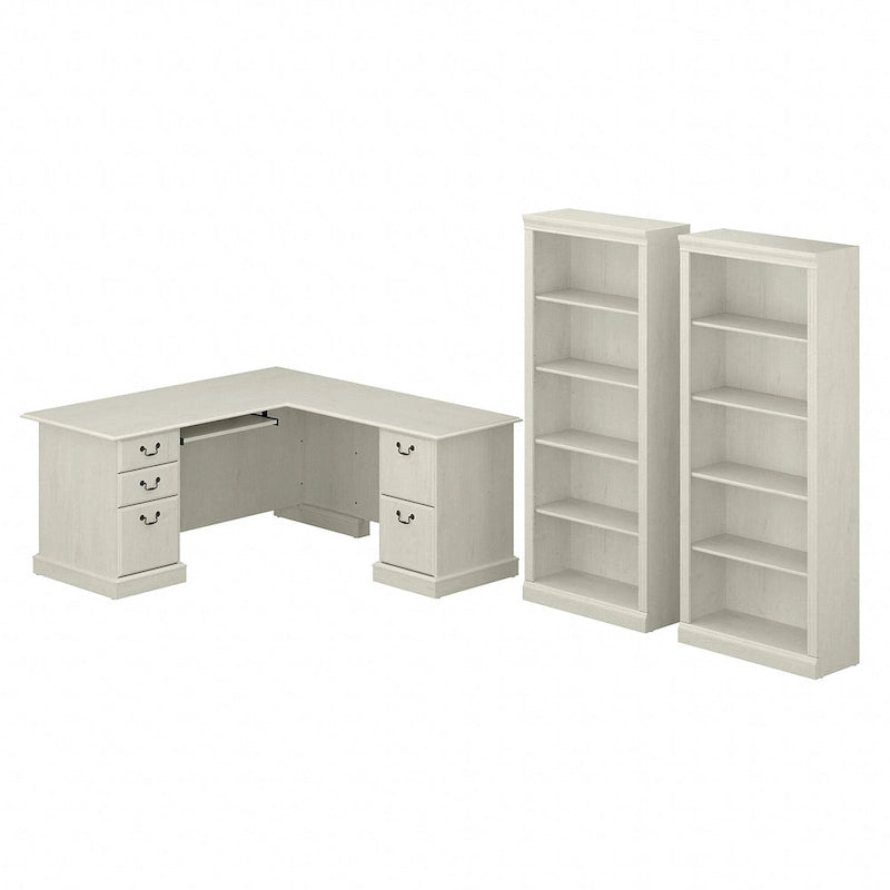 Saratoga L Shaped Computer Desk and Bookcase Set by Bush Furniture
