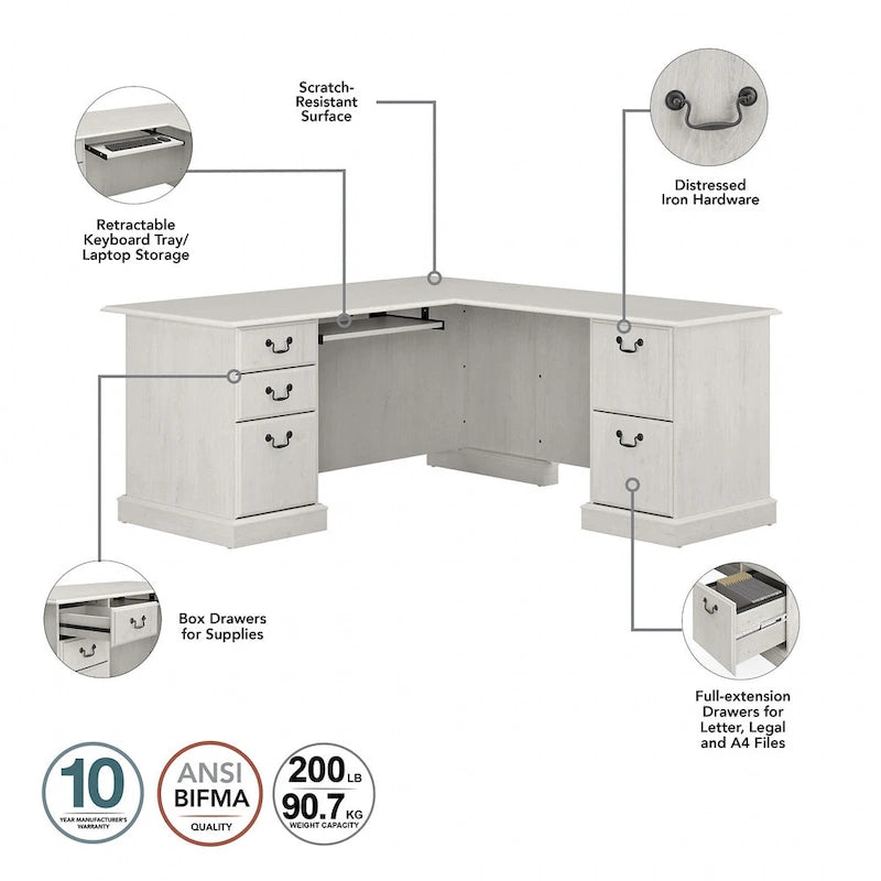 Saratoga L Shaped Computer Desk and Bookcase Set by Bush Furniture
