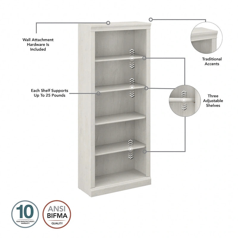 Saratoga L Shaped Computer Desk and Bookcase Set by Bush Furniture
