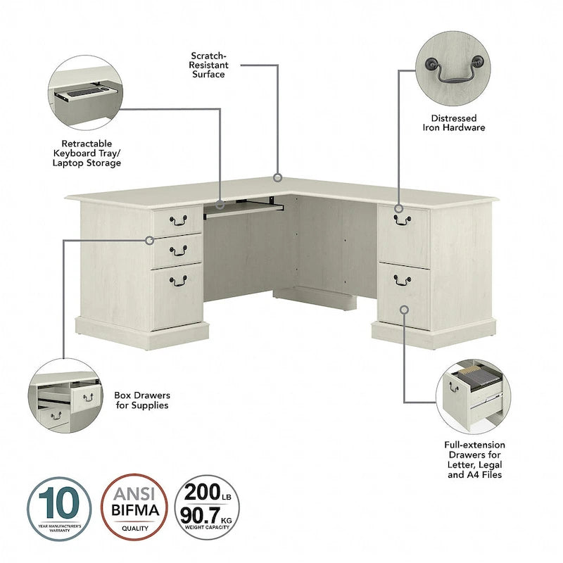 Saratoga L Shaped Computer Desk and Bookcase Set by Bush Furniture