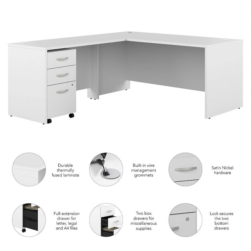 Studio C 66W L-Shaped Desk with Drawers by Bush Business Furniture