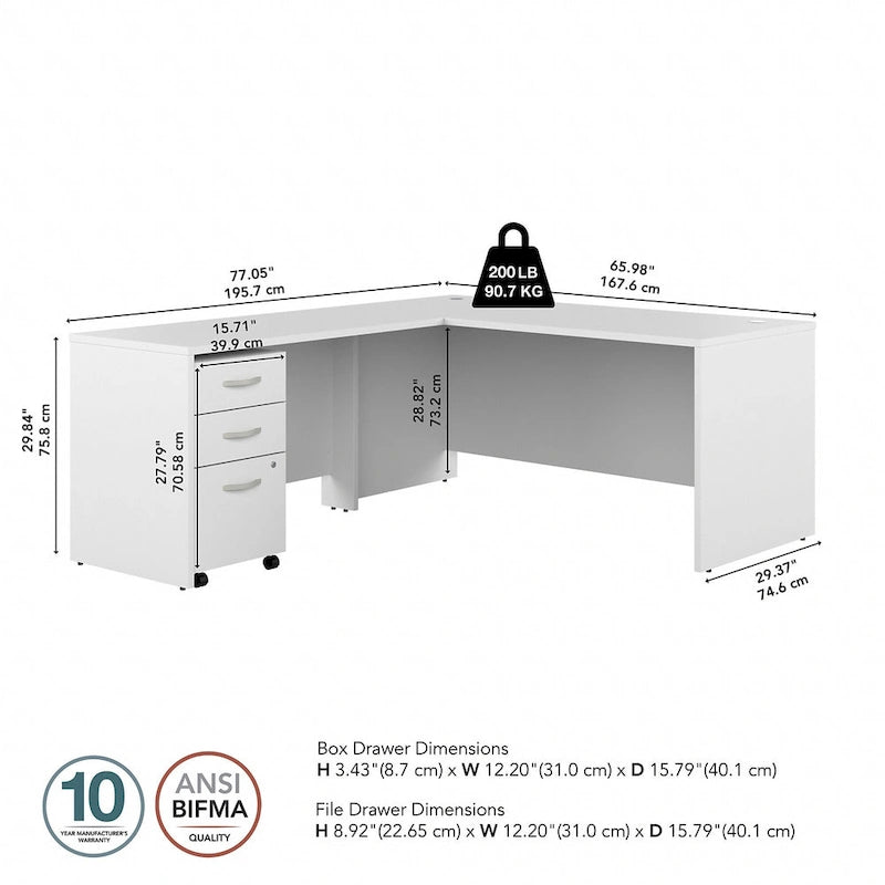Studio C 66W L-Shaped Desk with Drawers by Bush Business Furniture