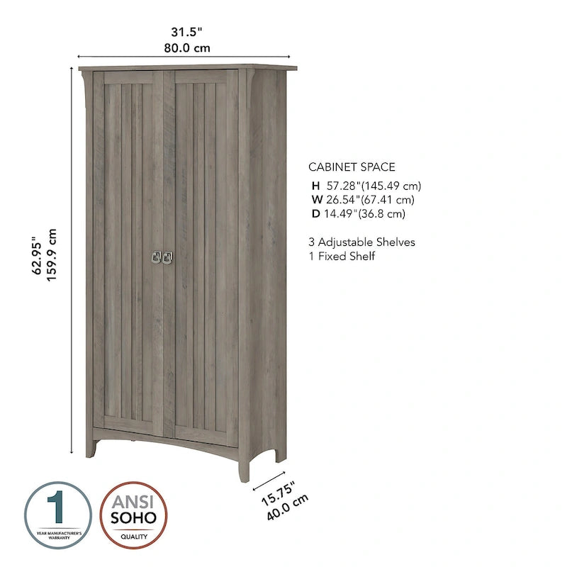 Salinas Tall Storage Cabinet with Doors by Bush Furniture