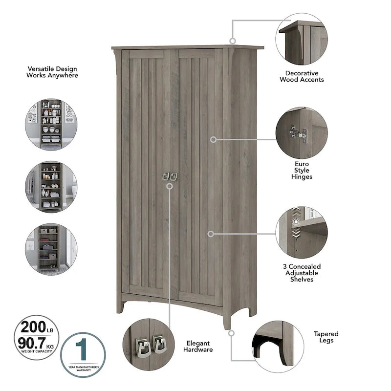 Salinas Tall Storage Cabinet with Doors by Bush Furniture