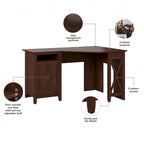 Bush Furniture Key West 54W Corner Computer Desk with Storage